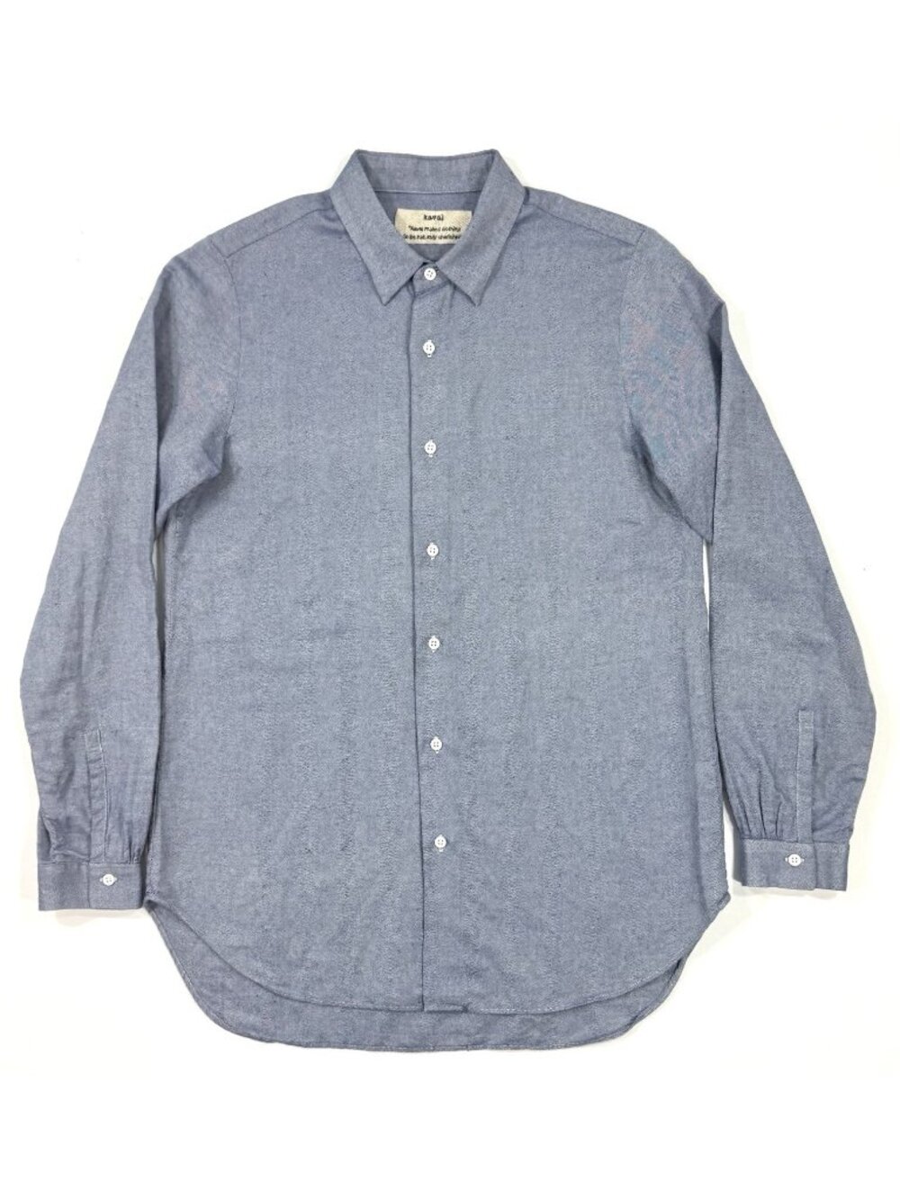Kaval Japan Womens Basic Plain Shirt Size Medium Cotton Linen Long Sleeve Button